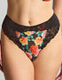 Panache Envy High Waist Brazilian Brief Black Rose Print
