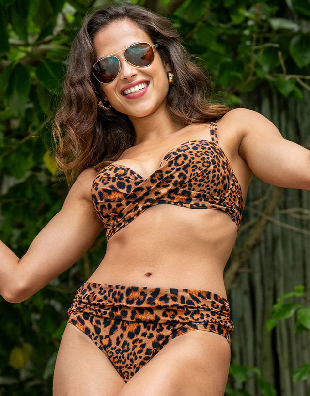 Pour Moi Free Spirit Fold Over Bikini Brief Leopard Print