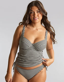 Panache Iris Balcony Tankini Top Black Gingham