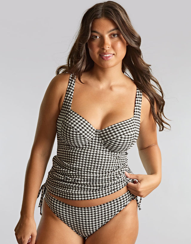Panache Iris Balcony Tankini Top Black Gingham