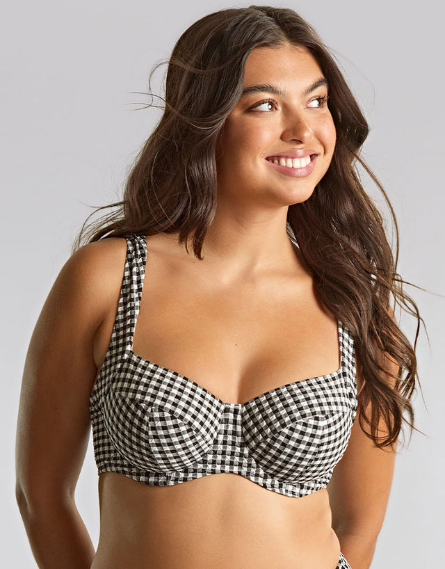 Panache Olivia Full Cup Bikini Top Black Gingham