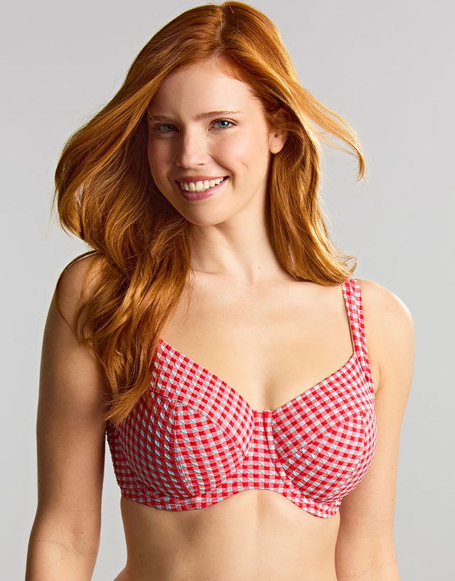 Panache Olivia Full Cup Bikini Top Red Gingham