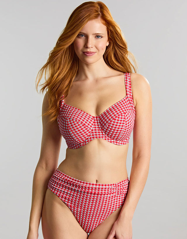 Panache Olivia Full Cup Bikini Top Red Gingham