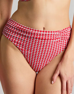 Panache Olivia Midi Bikini Brief Red Gingham