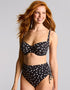 Panache Florence Midi Gather Bikini Brief Polka Dot Black/White