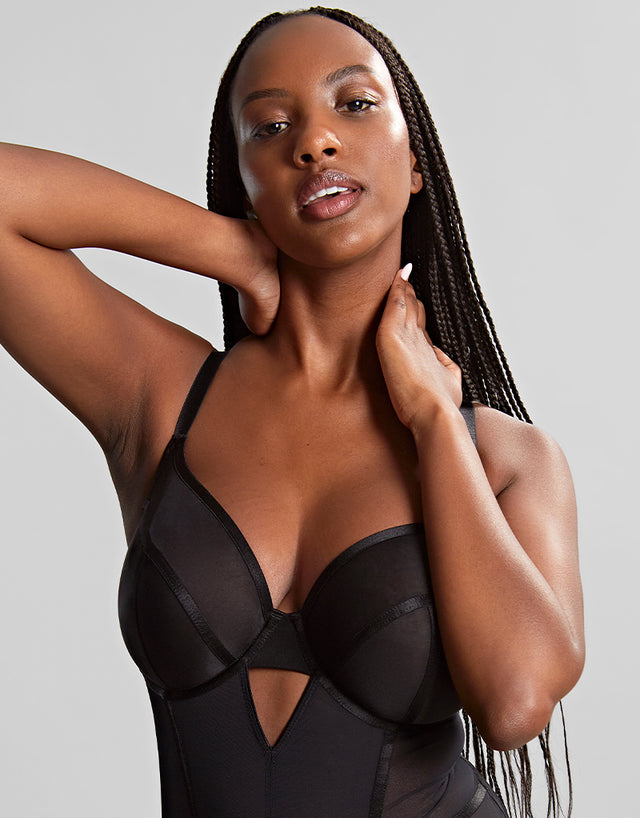 Panache Tango Essence Plunge Bodysuit Obsidian Black