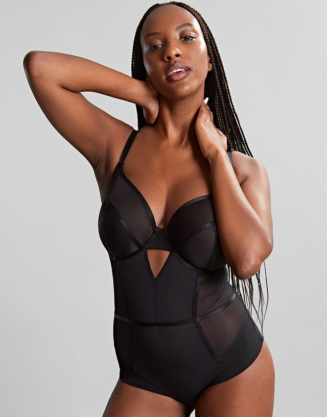 Panache Tango Essence Plunge Bodysuit Obsidian Black