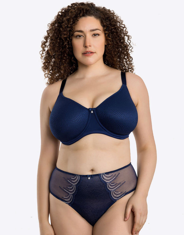 Parfait Pearl Unlined Seamless Minimizer Bra Navy Blue