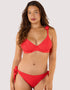 Peek & Beau Hattie Crinkle Plunge Bikini Top Red