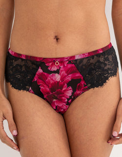 Pour Moi Bliss Brazilian Brief Black/Rose Print