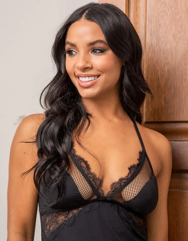 Pour Moi Dark Romance Lace Chemise Black