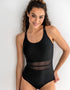 Pour Moi Energy Double Strap Racerback Mesh Swimsuit Black