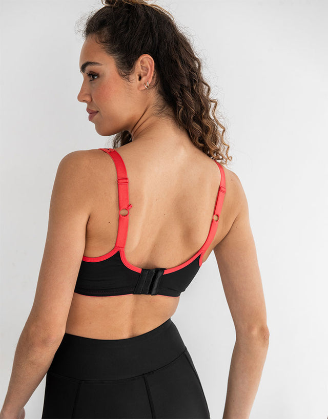 Pour Moi Energy Reach Full Cup Sports Bra Black/Coral