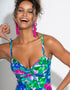 Pour Moi Free Spirit Lightly Padded Swimsuit Green Floral Print