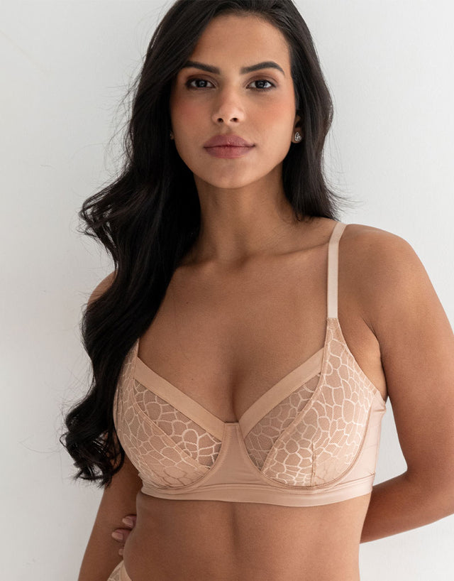Pour Moi Geo Sculpt Balcony Bra Toffee