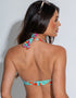 Pour Moi Heatwave Halter Bikini Top Aqua Blue/Orange Print