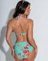 Pour Moi Heatwave Halter Bikini Top Aqua Blue/Orange Print