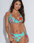 Pour Moi Heatwave Halter Bikini Top Aqua Blue/Orange Print