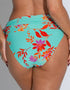Pour Moi Heatwave Fold Over Bikini Brief Aqua Blue/Orange Print