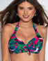 Pour Moi Heatwave Halter Bikini Top Black Multi Print