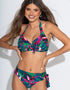 Pour Moi Heatwave Halter Bikini Top Black Multi Print