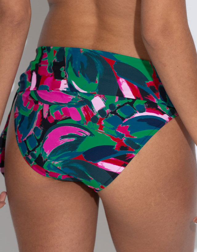 Pour Moi Heatwave Fold Over Bikini Brief Black Multi Print