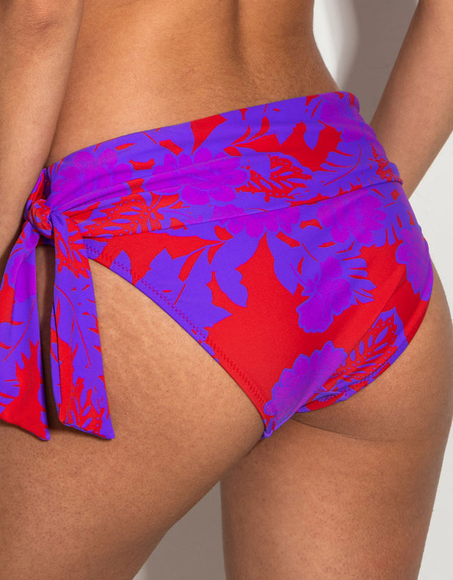 Pour Moi Heatwave Fold Over Bikini Brief Red/Purple Print