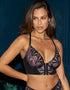 Pour Moi New Romance Front Fastening Longline Plunge Bra Black/Rose Pink