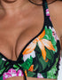 Pour Moi Palermo Balcony Bikini Top Black/Green/Pink Print