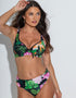 Pour Moi Palermo Balcony Bikini Top Black/Green/Pink Print