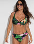 Pour Moi Palermo Fold Over Bikini Brief Black/Green/Pink Print