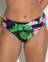 Pour Moi Palermo Fold Over Bikini Brief Black/Green/Pink Print