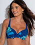 Pour Moi Palermo Balcony Bikini Top Navy Blue Floral Print