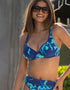 Pour Moi Palermo Balcony Bikini Top Navy Blue Floral Print