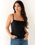 Pour Moi Ribbed Cotton Hidden Bra Cami Top Black