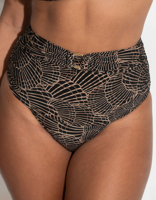 Pour Moi Samoa High Waist Control Bikini Brief Black/Gold