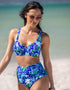 Pour Moi Santa Monica High Waist Control Bikini Brief Blue/White Print