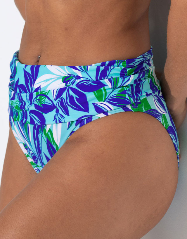 Pour Moi Santa Monica Fold Over Bikini Brief Blue/White Print