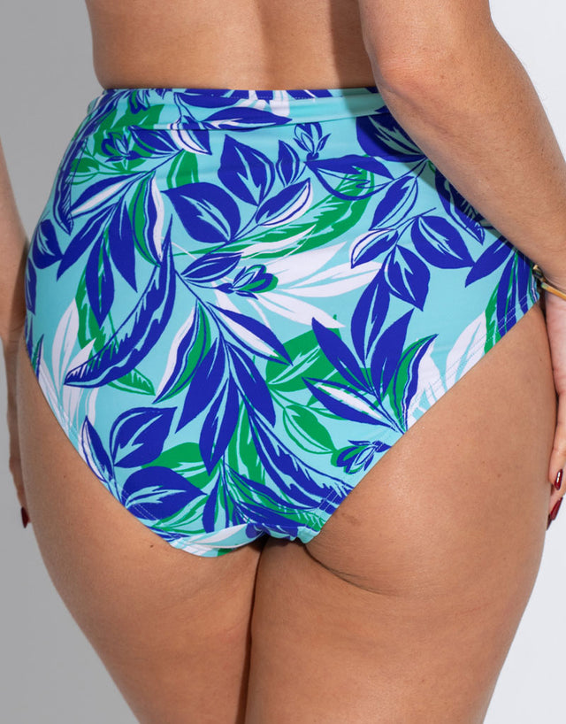 Pour Moi Santa Monica High Waist Control Bikini Brief Blue/White Print