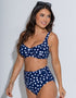 Pour Moi Santa Monica High Waist Control Bikini Brief Navy Blue/White Spot