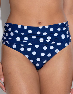 Pour Moi Santa Monica Fold Over Bikini Brief Navy Blue/White Spot