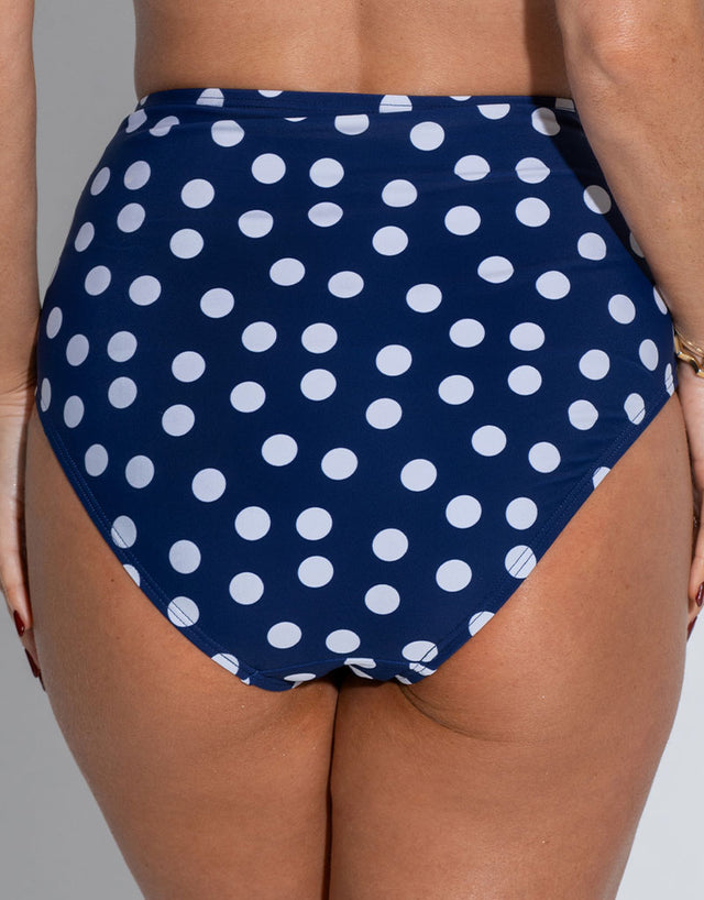 Pour Moi Santa Monica High Waist Control Bikini Brief Navy Blue/White Spot