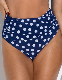 Pour Moi Santa Monica High Waist Control Bikini Brief Navy Blue/White Spot