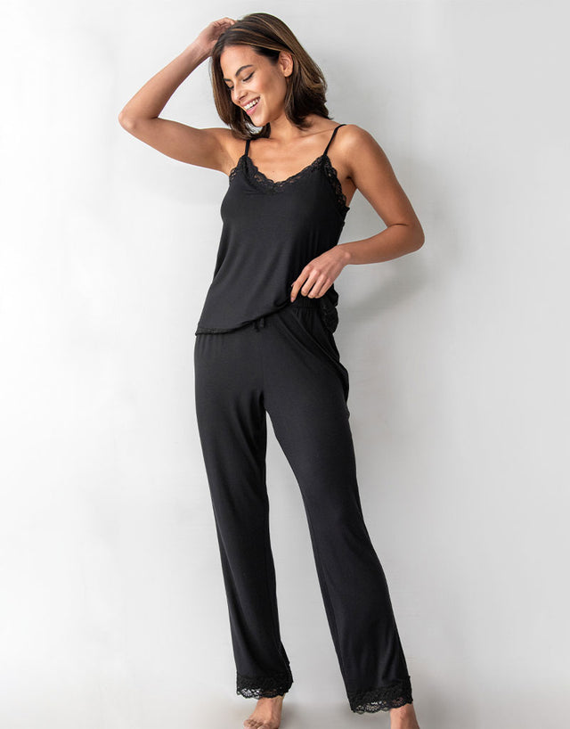 Pour Moi Sofa Loves Lace Jersey Trouser Black