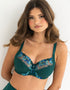 Pour Moi Sofia Lace Embroidered Side Support Bra Forest Green/Blue