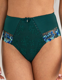 Pour Moi Sofia Lace Embroidered Deep Brief Forest Green/Blue