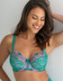Pour Moi Sofia Lace Embroidered Side Support Bra Green/Pink