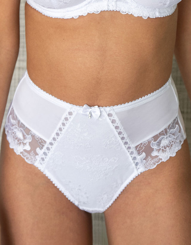 Pour Moi Sofia Lace Embroidered Deep Brief White