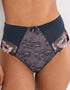 Pour Moi Sofia Lace Embroidered Deep Brief Midnight Blue/Rose Pink