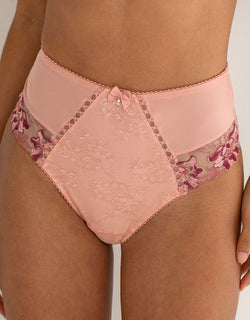Pour Moi Sofia Lace Embroidered Deep Brief Soft Pink/Mulberry